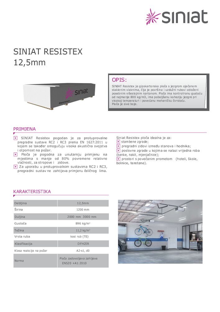 Tehnički list Resistex Siniat
