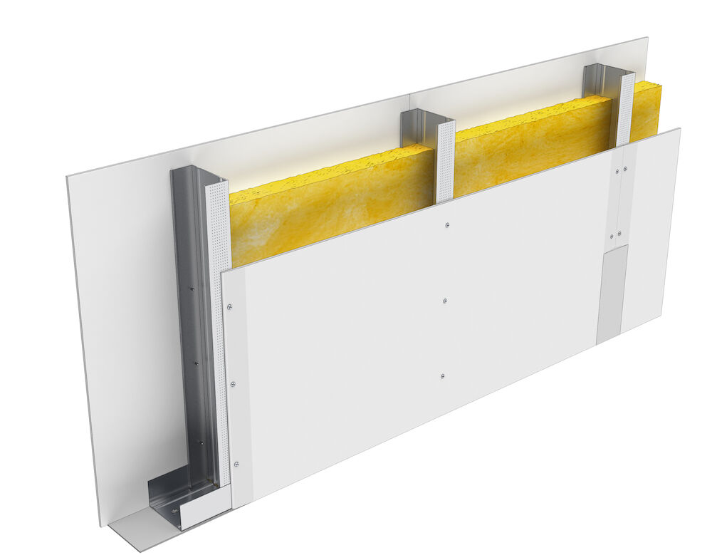 Pregradni zid tip D s jednim slojem NIDA gipskartonskih ploča i metalnim profilima namijenjenim za otpornost na požar.