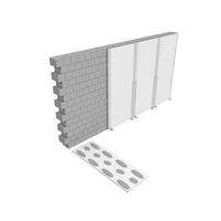 Računalo generirano izravno spajanje građevinske Nida gipskartonske ploče na zidu zgrade prikazan na bijeloj podlozi.