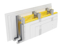 Pregradni zid tip SLA s tri sloja NIDA gipskartonskih ploča i metalnim profilima namijenjenim za zaštitu od požara metalnih konstrukcija.